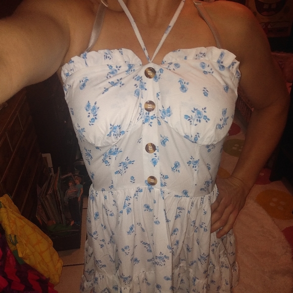 NWT CRB Strapless Floral Halter Skater Dress - Picture 3 of 11